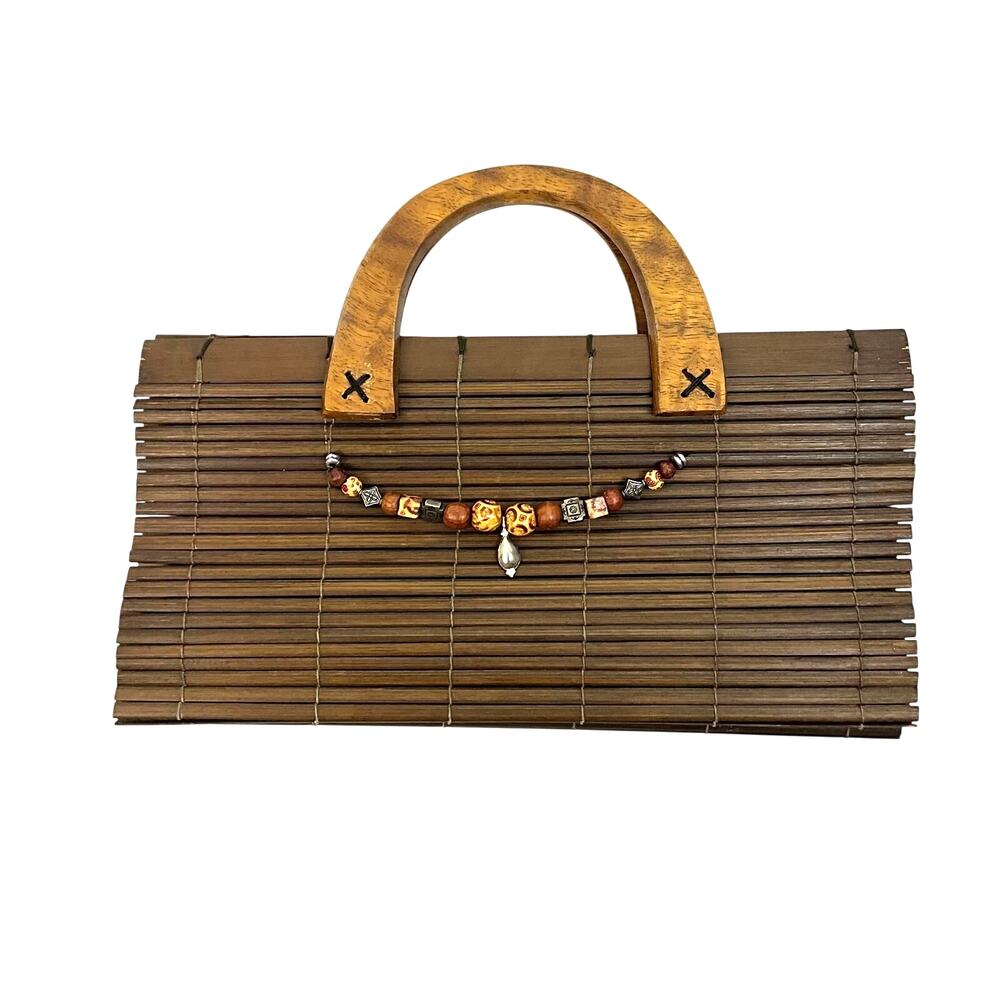 Vintage Handmade Bamboo Boho Purse: 70s, 80s, 90s